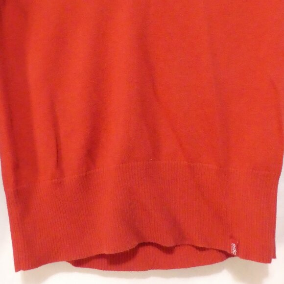 EDC By ESPRIT | medium | Elegant Red V-Neck Sweater | Stitched Logo On Sleeve - Picture 7 of 15